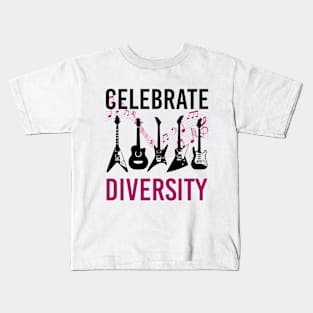 Funny Guitarist Music Lover, Celebrate Diversity Musician Guitar Player Gift Kids T-Shirt